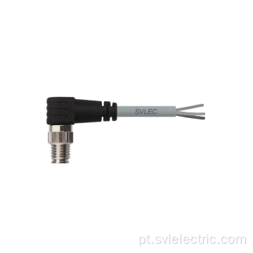 Extremidade aberta de 3 pinos do conector macho angular M8